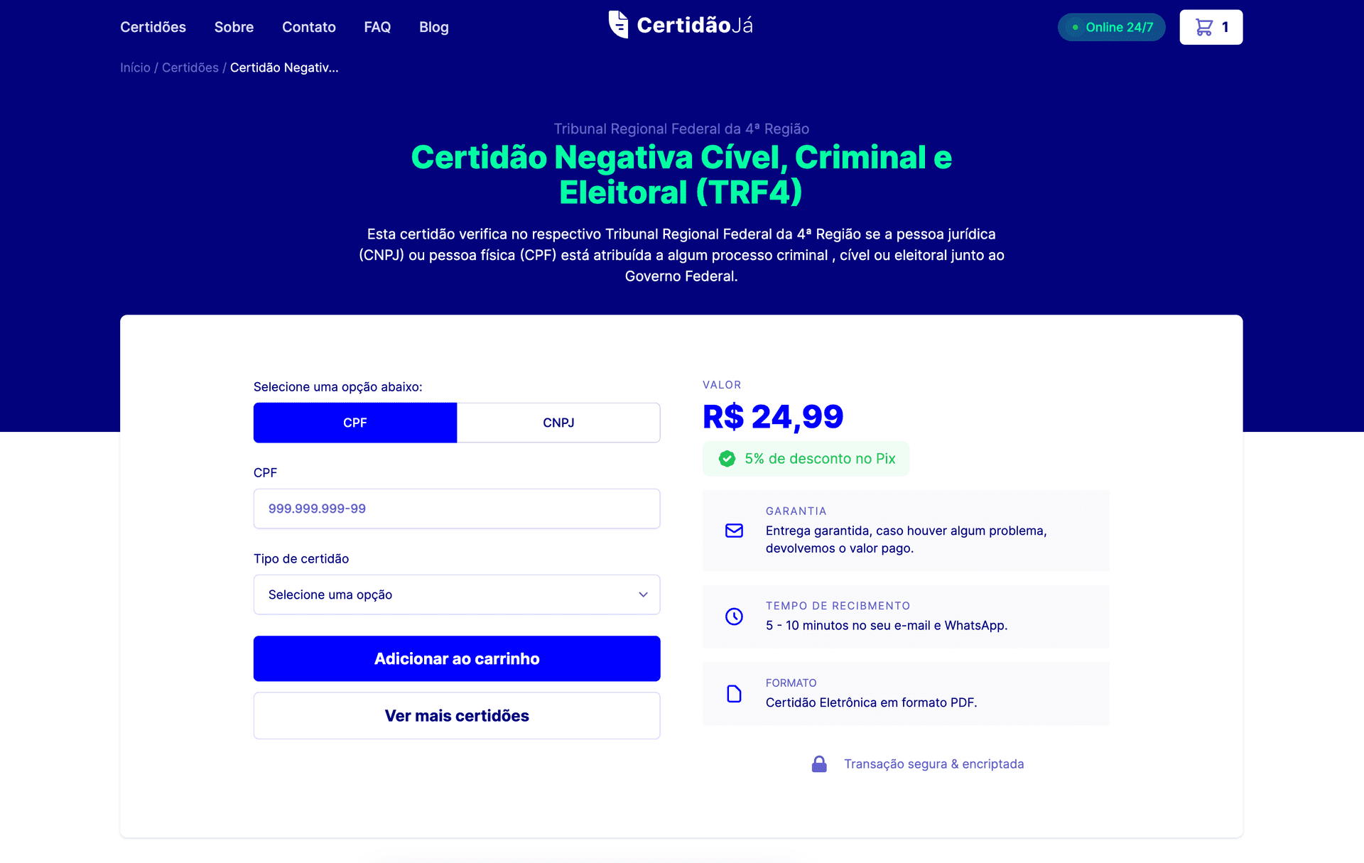 CertidãoJá homepage